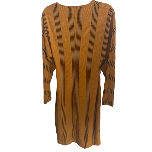 Zara collection Yellow Mustard Black Dress Midi Ruffled Ruched Dress L large - Picture 5 of 11